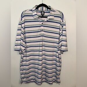 FootJoy Shirt Mens Large Melange Stripe Performance Golf Polo Stretch
